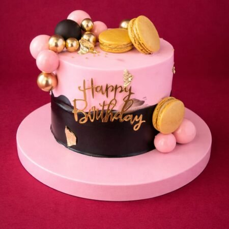 Pink and Black Macroon cake