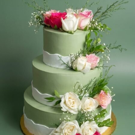 Floral Elegant Three-Tier Cake
